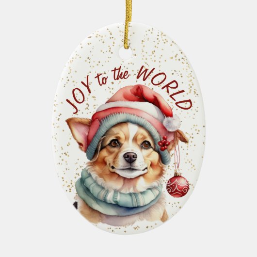 世界に誇れるコギの犬の可愛さ セラミックオーナメント (正面)