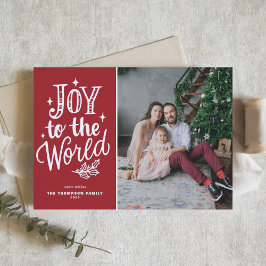 世界に赤い喜びクリスマス・キャロル写真 シーズンカード