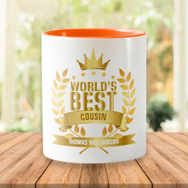 世界のいとこ最高ののおもしろい金ゴールド ツートーンマグカップ