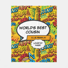 世界のいとこ最高ののレトロおもしろい漫画本 フリースブランケット