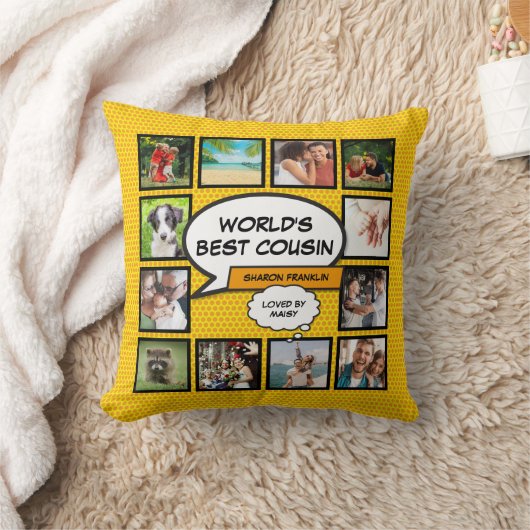 世界のいとこ最高のの写真コラージュモダンおもしろい クッション (ブランケット)