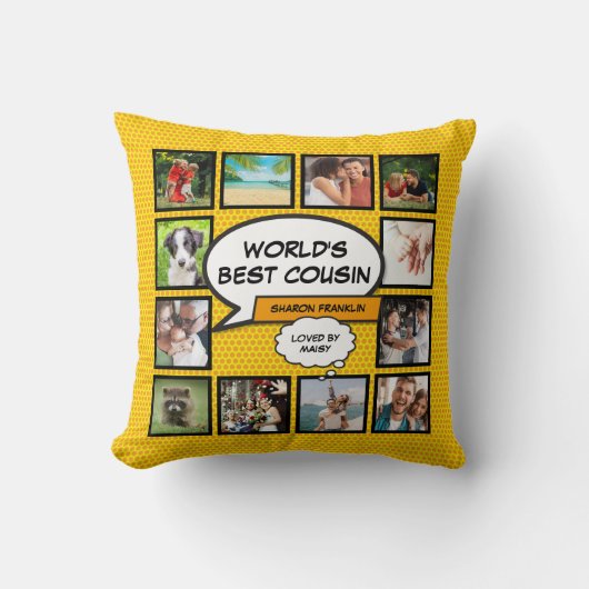 世界のいとこ最高のの写真コラージュモダンおもしろい クッション (正面)