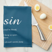 世界のいとこ最高の定義スクリプトブルー キッチンタオル (四つ折り)