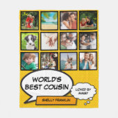 世界のいとこ最高の12フォト漫画レトロおもしろい フリースブランケット (正面)