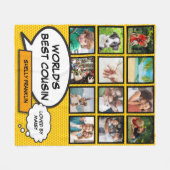 世界のいとこ最高の12フォト漫画レトロおもしろい フリースブランケット (正面(横))