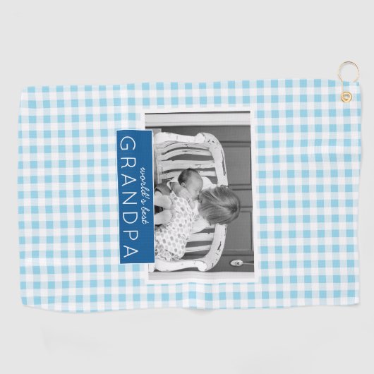 世界のおじいちゃん最高のがプレイパーソナライズされたド写真 ゴルフタオル (横)