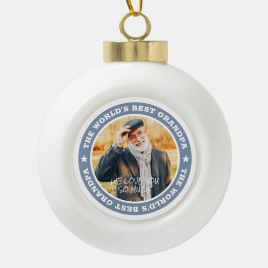 世界のおじいちゃん最高のススターモダンの写真カスタム。 セラミックボールオーナメント (正面)