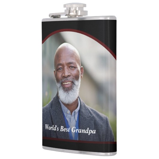 世界のおじいちゃん最高のパパ父の写真をパーソナライズ フラスク (左)