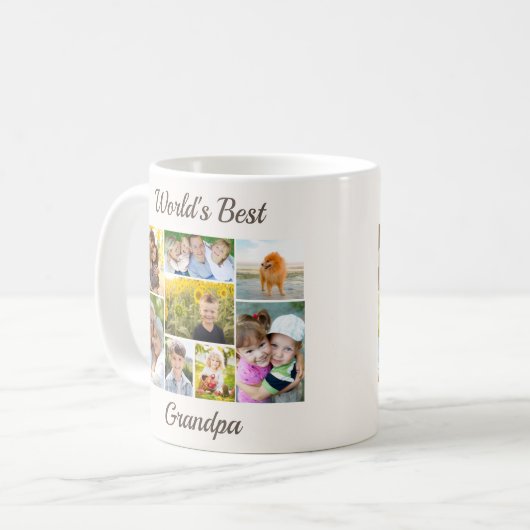 世界のおじいちゃん最高の写真コラージュ コーヒーマグカップ (正面左)