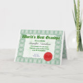 世界のおじいちゃん最高の認定取得証を作る カード (正面)