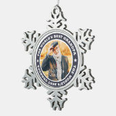 世界のおじい最高のちゃんスターモダンカスタム スノーフレークピューターオーナメント (右)