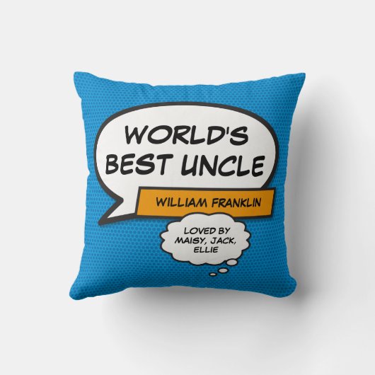 世界のおじさ最高のんのおもしろいクール印刷青 クッション (裏面)