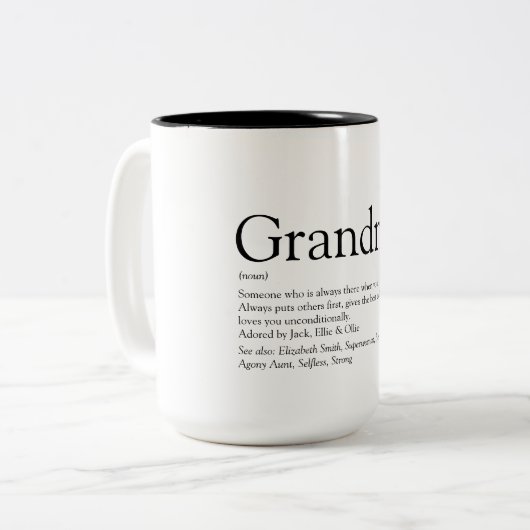 世界のおばあちゃんおばあちゃんの定義 ツートーンマグカップ (正面左)