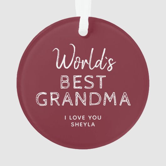 世界のおばあちゃんがかわいい赤い形見の写真 オーナメント (裏面)