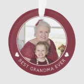 世界のおばあちゃんがかわいい赤い形見の写真 オーナメント (正面)