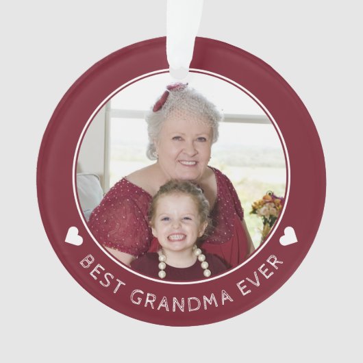 世界のおばあちゃんがかわいい赤い形見の写真 オーナメント (正面)