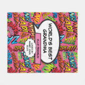 世界のおばあちゃん最高のおもしろいピンク フリースブランケット (正面(横))