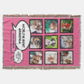 世界のおばあちゃん最高ののおもしろいピンククールのフォトコラージュ スローブランケット (正面)