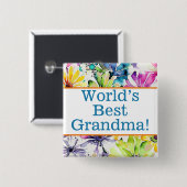 世界のおばあちゃん最高ののピン 缶バッジ (正面&裏面)