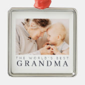 世界のおばあちゃん最高ののモダン写真ホリシンプルデイ メタルオーナメント (正面)