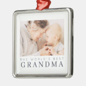 世界のおばあちゃん最高ののモダン写真ホリシンプルデイ メタルオーナメント (左)