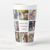 世界のおばあちゃん最高のの名前Instagramフォトコラージュ カフェラテマグ (正面)