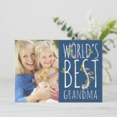 世界のおばあちゃん最高のの母の日の写真カード カード (スタンド正面)