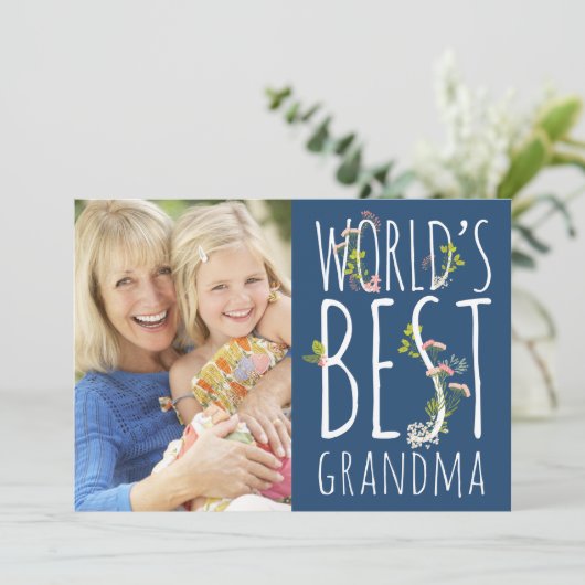 世界のおばあちゃん最高のの母の日の写真カード カード (スタンド正面)