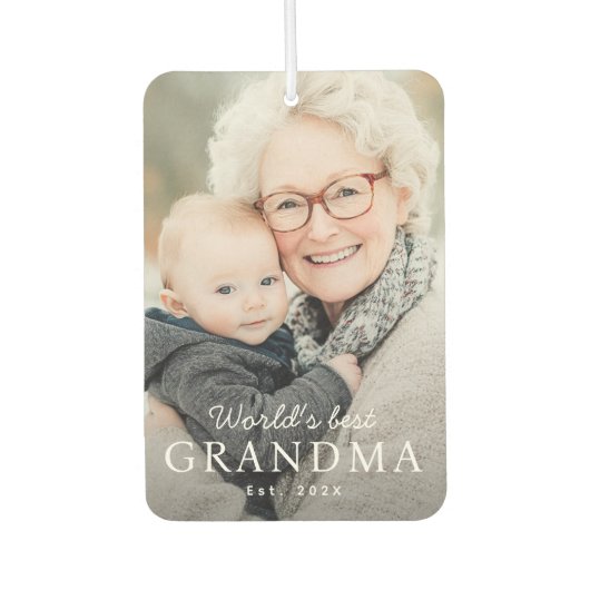 世界のおばあちゃん最高のの祖母のEst Year写真 カーエアーフレッシュナー (正面)