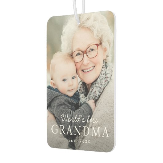 世界のおばあちゃん最高のの祖母のEst Year写真 カーエアーフレッシュナー (左)