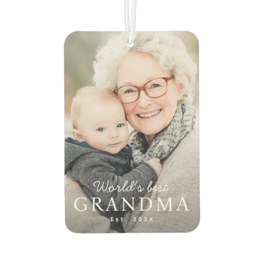 世界のおばあちゃん最高のの祖母のEst Year写真 カーエアーフレッシュナー (裏面)