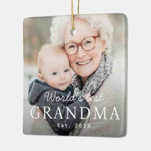 世界のおばあちゃん最高のの祖母のEst Year写真 セラミックオーナメント (左)