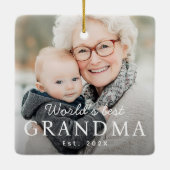 世界のおばあちゃん最高のの祖母のEst Year写真 セラミックオーナメント (裏面)