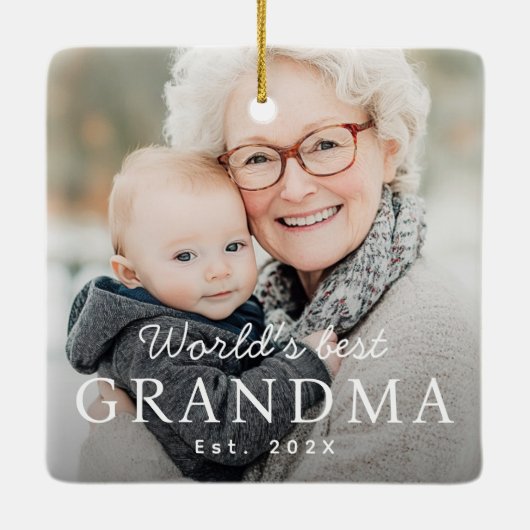 世界のおばあちゃん最高のの祖母のEst Year写真 セラミックオーナメント (裏面)