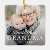 世界のおばあちゃん最高のの祖母のEst Year写真 セラミックオーナメント (正面)