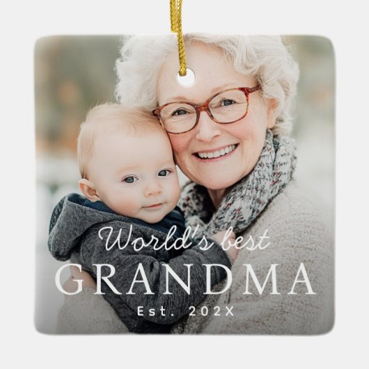 世界のおばあちゃん最高のの祖母のEst Year写真 セラミックオーナメント (正面)