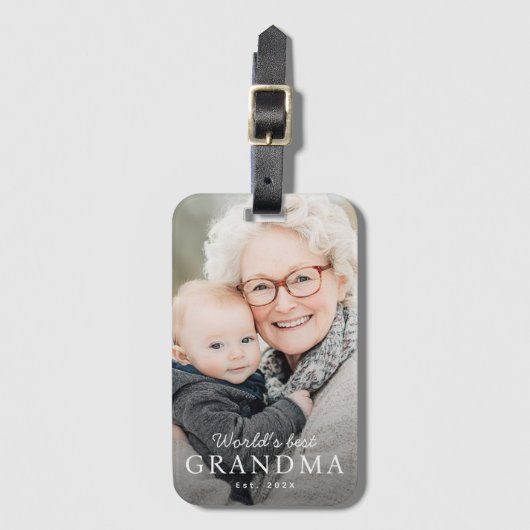 世界のおばあちゃん最高のの祖母のEst Year写真 ラゲッジタグ (正面縦)