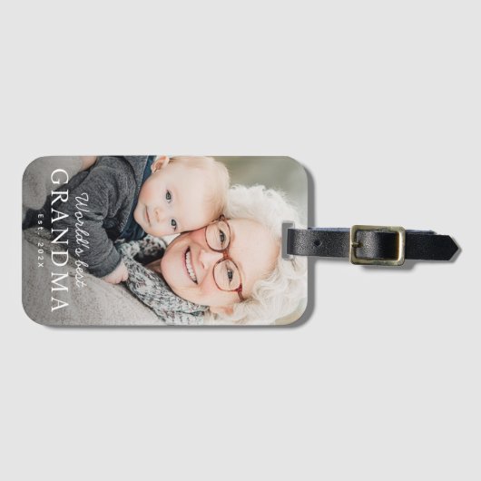 世界のおばあちゃん最高のの祖母のEst Year写真 ラゲッジタグ (正面横)