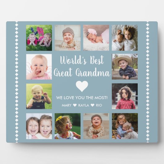 世界のおばあちゃん最高のの素晴らし孫12フォトブルー フォトプラーク (正面)
