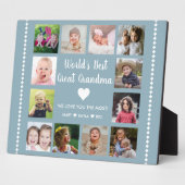 世界のおばあちゃん最高のの素晴らし孫12フォトブルー フォトプラーク (側面)