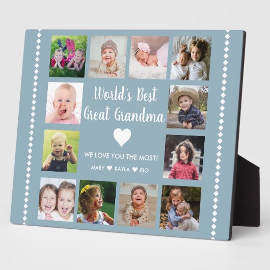 世界のおばあちゃん最高のの素晴らし孫12フォトブルー フォトプラーク (側面)