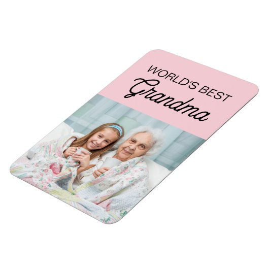 世界のおばあちゃん最高のピンクの孫の写真 マグネット (左側)