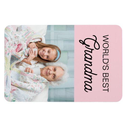 世界のおばあちゃん最高のピンクの孫の写真 マグネット (横)