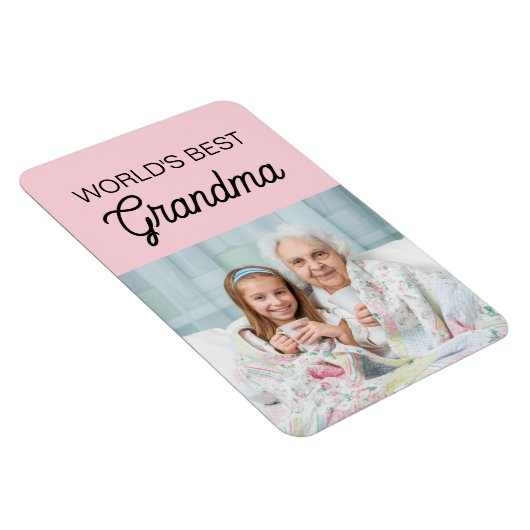 世界のおばあちゃん最高のピンクの孫の写真 マグネット (右側)