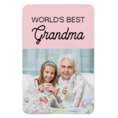 世界のおばあちゃん最高のピンクの孫の写真 マグネット (縦)