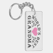 世界のおばあちゃん最高のピンクハート キーホルダー (正面左)