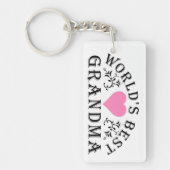 世界のおばあちゃん最高のピンクハート キーホルダー (正面)