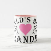 世界のおばあちゃん最高のピンクハート ツートーンマグカップ (中央)