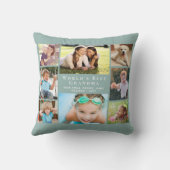 世界のおばあちゃん最高のフォトコラージュグリーン クッション (裏面)