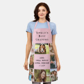 世界のおばあちゃん最高のフォトコラージュピンク エプロン (着用した状態)